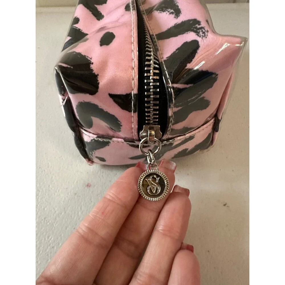 Victoria's Secret Plastic Coated Signature Script Logo Mini Cube Zipper Pouch